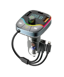 Modulator FM Bluetooth cu Leduri și 3 Cabluri de Încărcare
